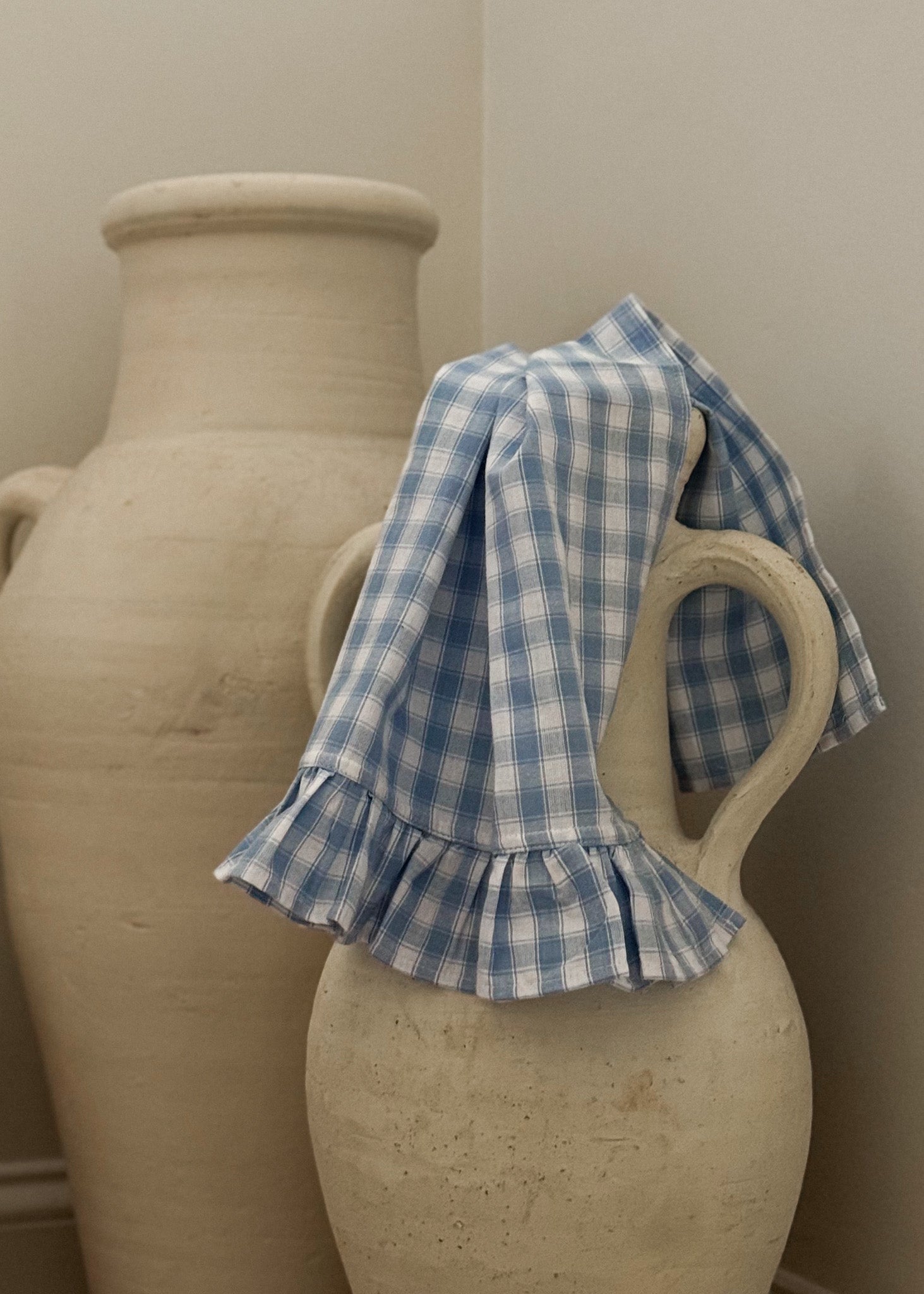 The Ruffle - Kitchen Towel - Blue Checked